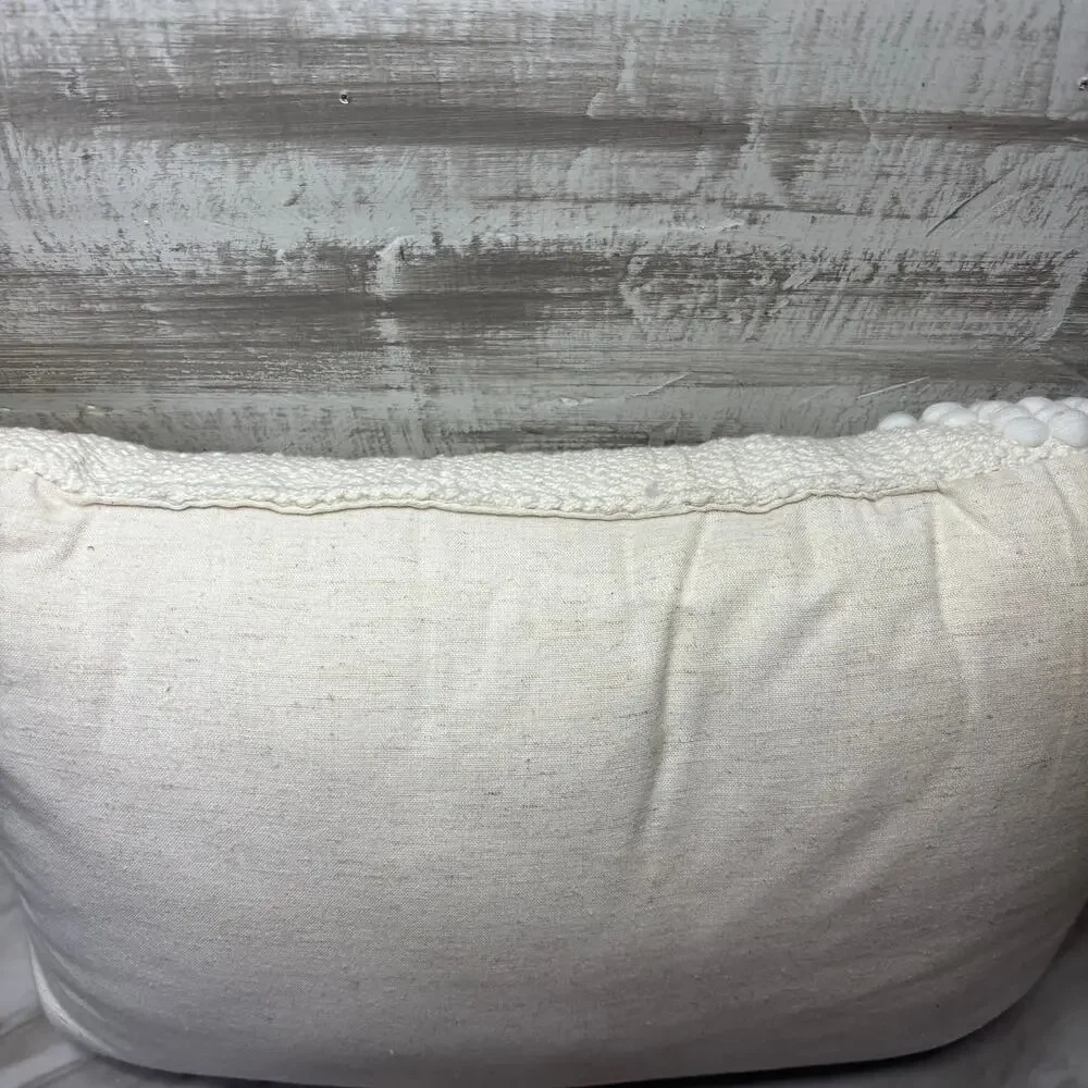 Hand Embroidered Wool Geometric Textured Throw Pillow
